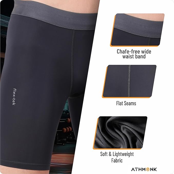 Athmonk 4-Way Lycra Compression Shorts for Men